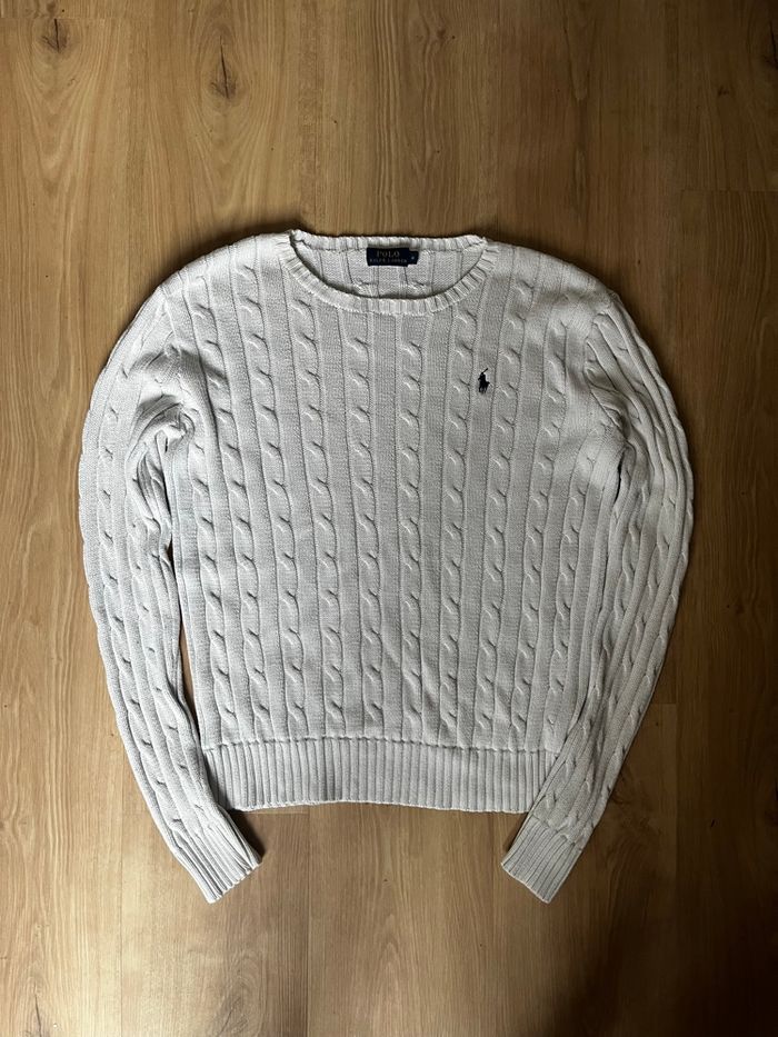 Torsadé Ralph Lauren Blanc Logo Bleu Foncé - photo numéro 2