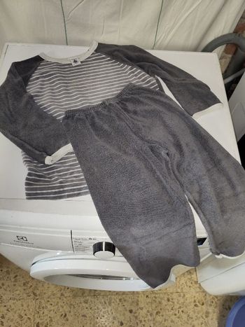 pyjama Petit bateau 6 ans velours gris rayé