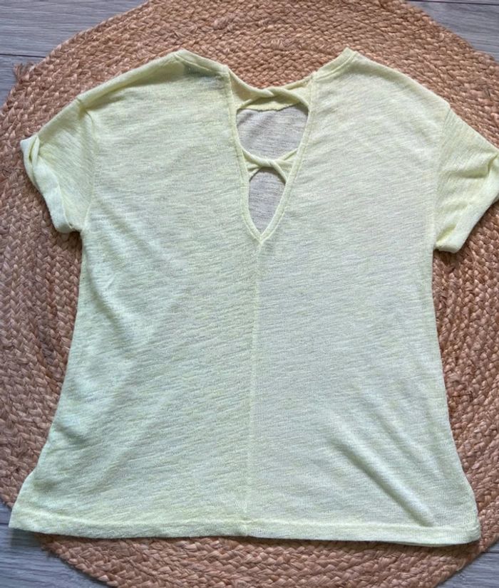 T-shirt pull léger manches courtes jaune clair Taille M - photo numéro 2