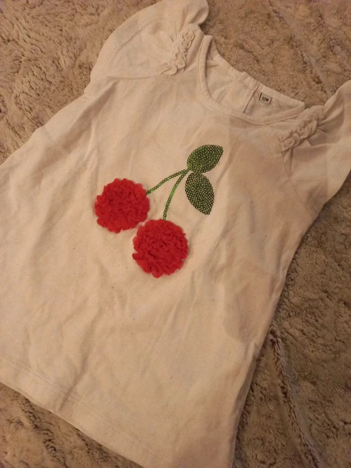 Robe, tunique ou blouse été 12 mois blanche cerises - photo numéro 2