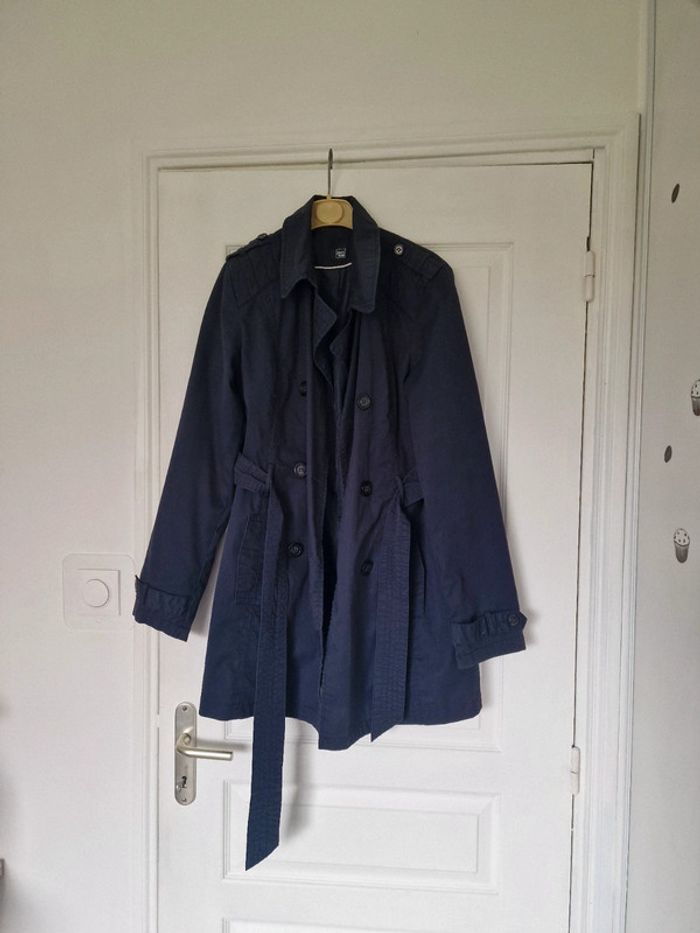 Trench bleu mi long bleu marine