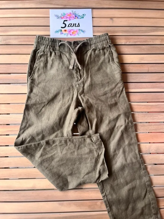 Pantalon jambe larges Monoprix en lin 5 ans