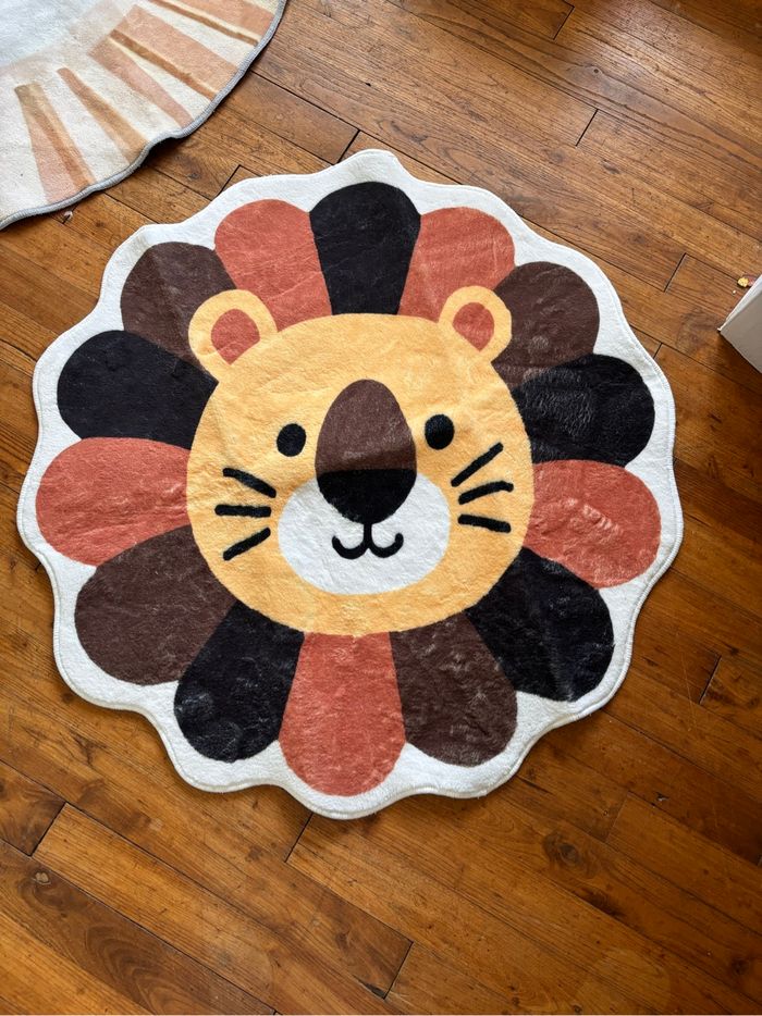 Tapis enfant - thème savane - lion - 80x80cm - chambre ou salle de jeu - photo numéro 2