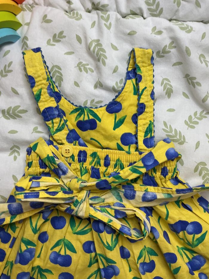 robe sans manches dos nu jaune motifs fruits 3 mois saxo blues - photo numéro 5