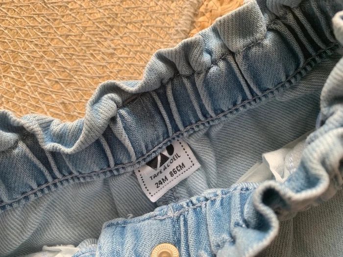 Short paperbag fille jeans denim bleu clair TAO tape à l’œil 24 mois 2 ans - photo numéro 5