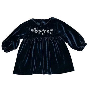 Bonnet à Pompon Robe à manches longues 6 mois en velours NEUVE