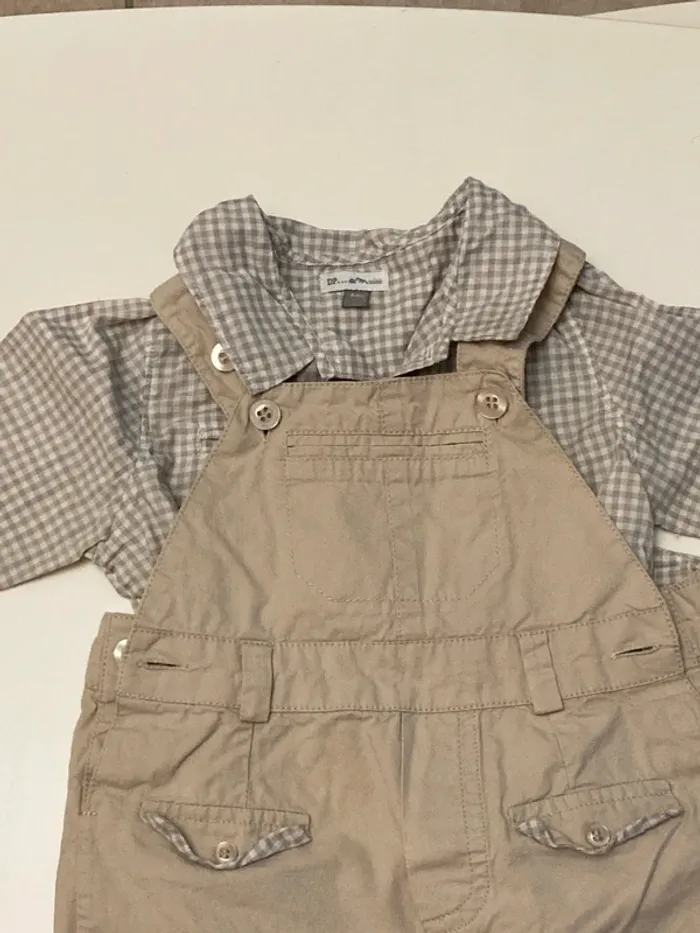 Bel ensemble chemise salopette 6M DPAM - photo numéro 2