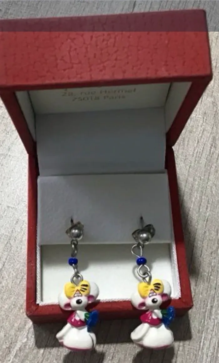 Vintage boucles oreilles diddl - photo numéro 2
