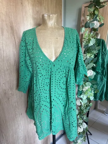Blouse oversize en broderie anglaise femme