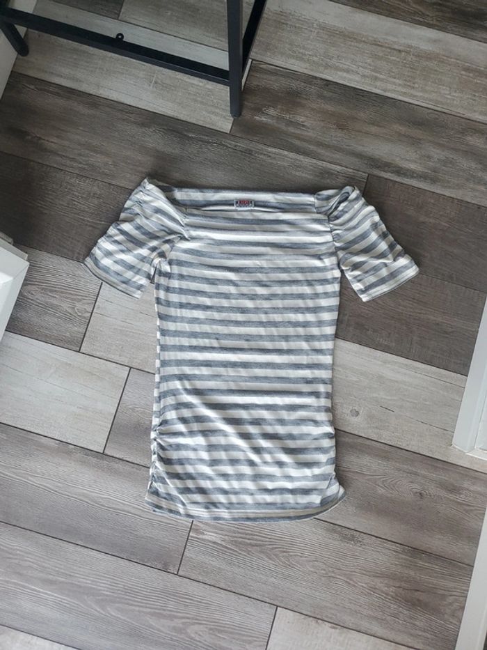 Tshirt rayé gris & blanc - Rainbow