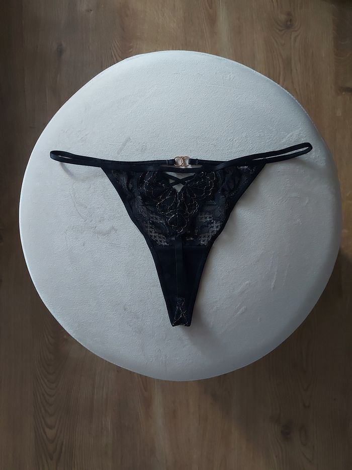 String en dentelle irisée - Noir/Cuivre - Etam - photo numéro 3