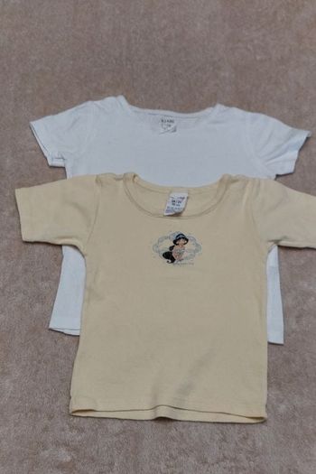 Lot 2 maillots de corps manches courtes bébé fille 24 mois