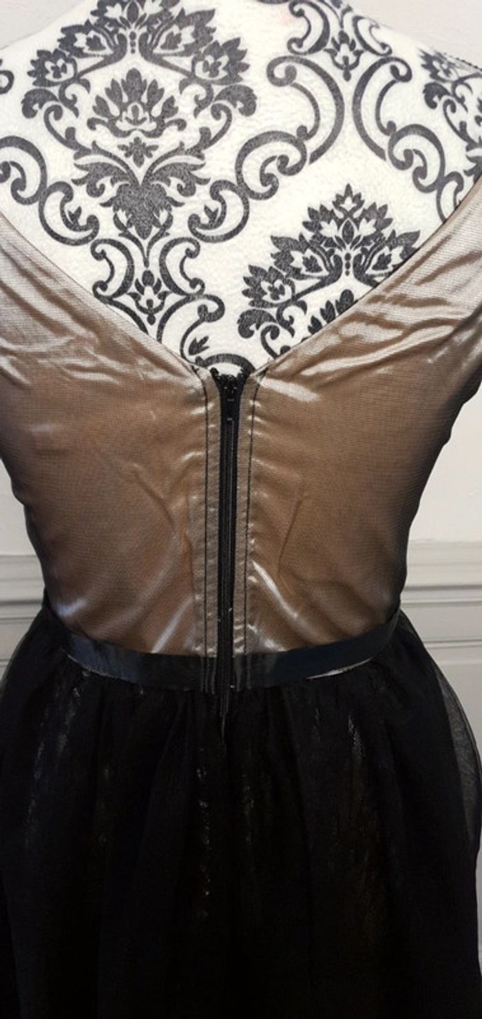 robe de soirée courte noir et beige buste drapée taille 40 - photo numéro 5