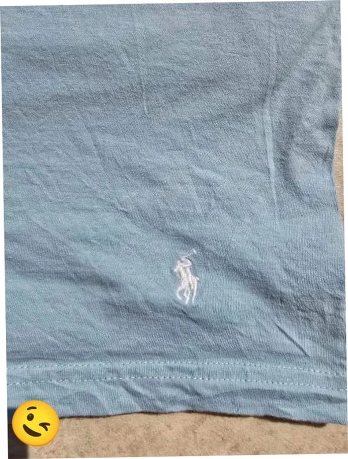 T-shirt Ralph Lauren L coupe col V bleu Homme Men tee42 - photo numéro 2