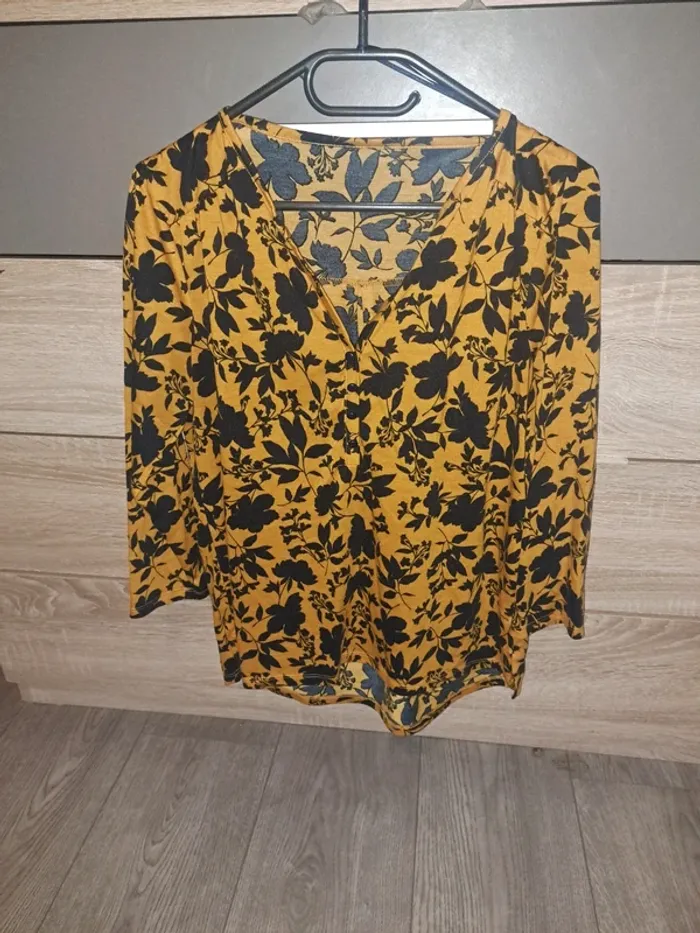 Blouse bleu et jaune