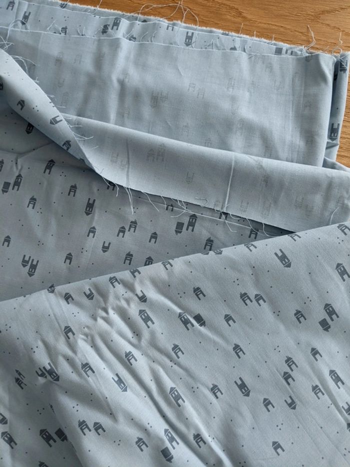 Coton enfant bleu motif maison - photo numéro 2
