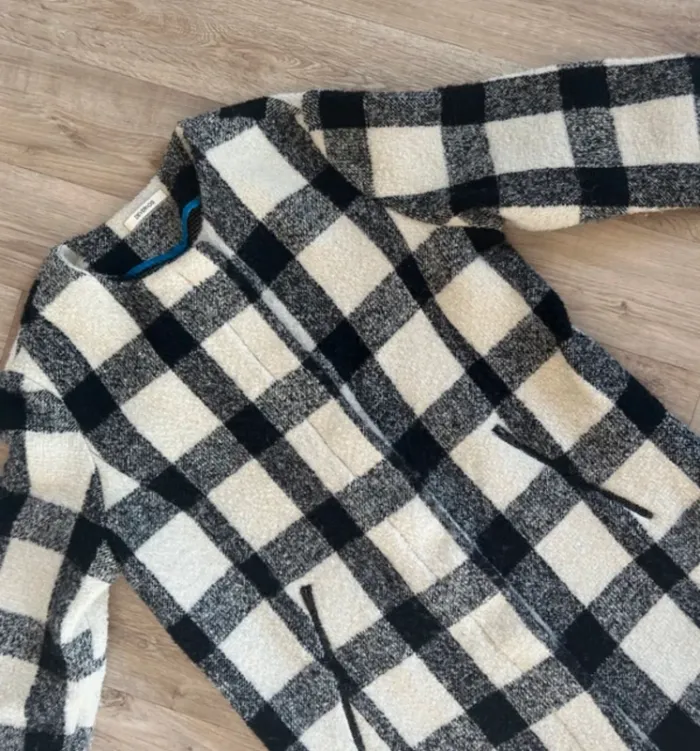 Devernois, manteau caban, noir et blanc, imprimé oversize Laine, femme, taille S/36 - photo numéro 8