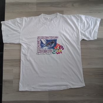 T-shirt homme blanc imprimé vintage taille L