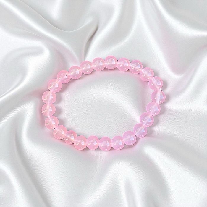 Bracelet en pierre naturelle 8mm – Quartz rose – Neuf jamais porté