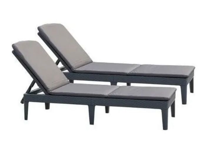 Neuf + livraison offerte 2 Transats + coussins en résine, imitation rotin tressé - photo numéro 6