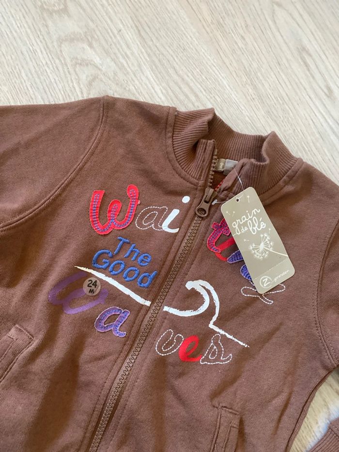 Gilet Sweat zippé grain de blé taille 24 mois 2 ans Neuf - photo numéro 2