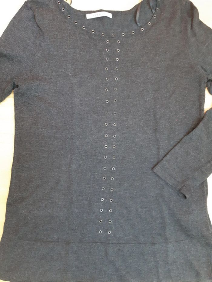 Pull léger gris Camaïeu taille 36 TBE - photo numéro 2