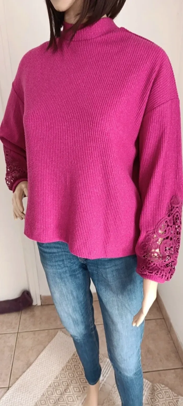 Pull gemo violet taille M - comme neuf - photo numéro 3