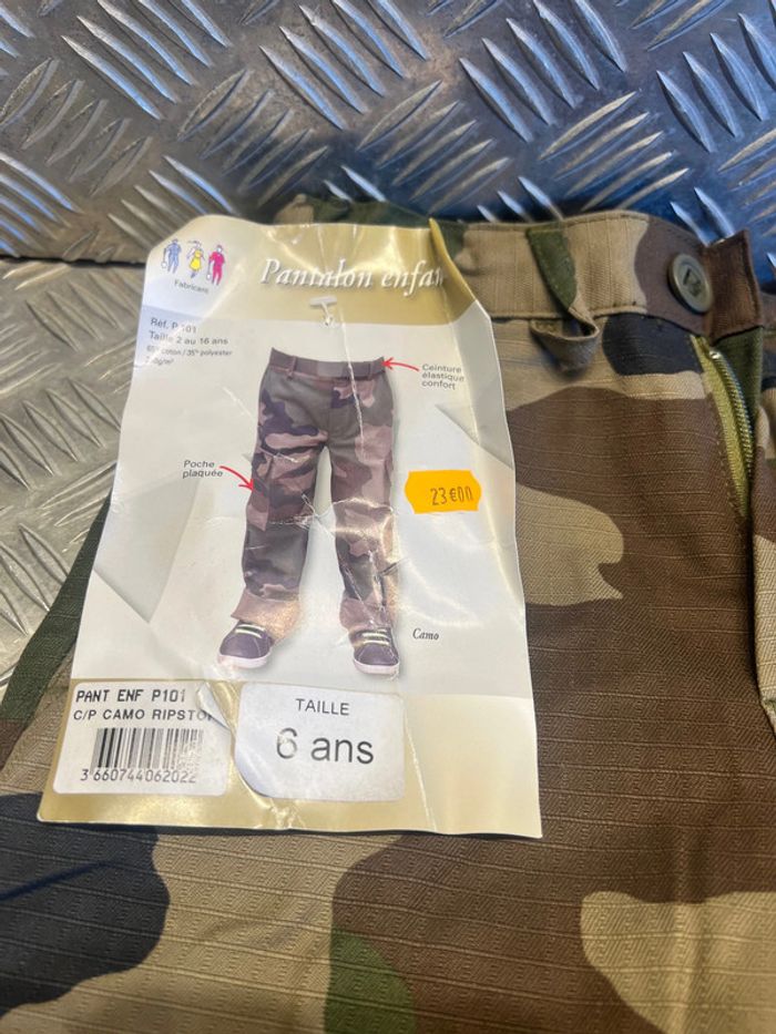 pantalon enfant garcon camo militaire gilbert neuf taille  6 ou 2 ans - photo numéro 2