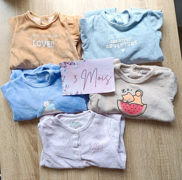 Lot pyjamas 3mois fille Kiabi