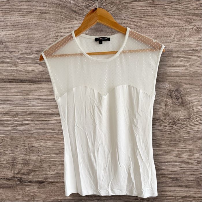 Blouse sans manches blanc avec transparence Morgan taille 36 S