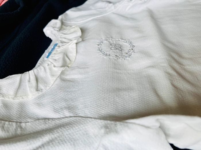 Guimpe tunique Jacadi blanc 12 mois piqué de coton - photo numéro 2