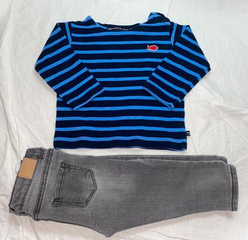 ensemble jeans Zara + marinière Weekend à la mer 18 mois