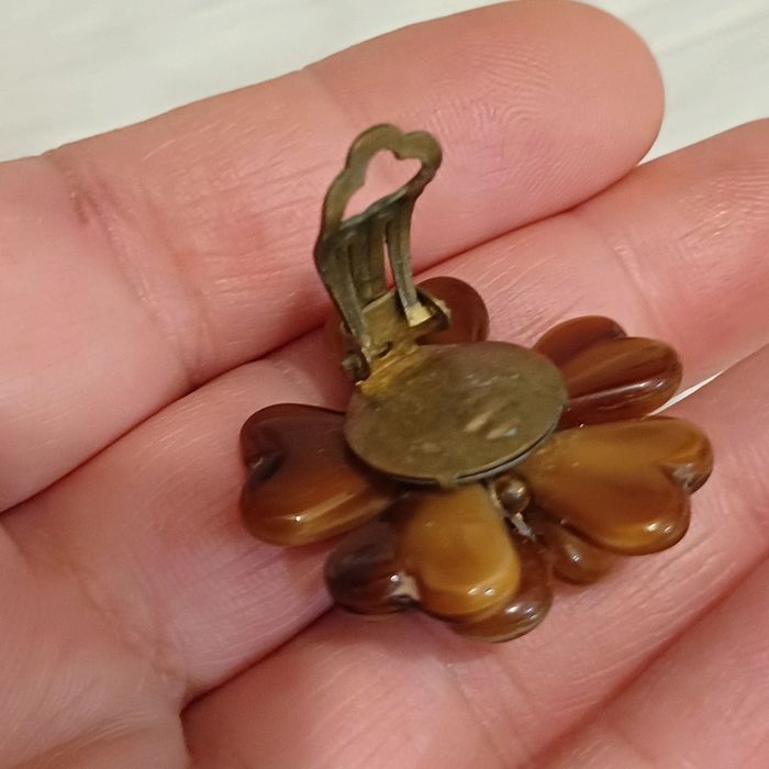 Clips d'oreilles vintage en conaline - photo numéro 4