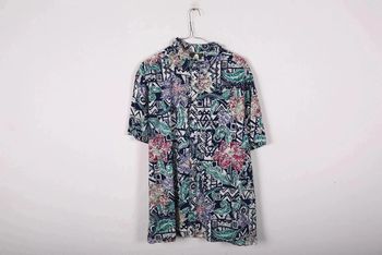 Chemise Hawaïenne vintage 90's en coton léger motif tribal (#250023)