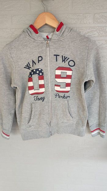 Sweat zippé a capuche t 12 ans gris