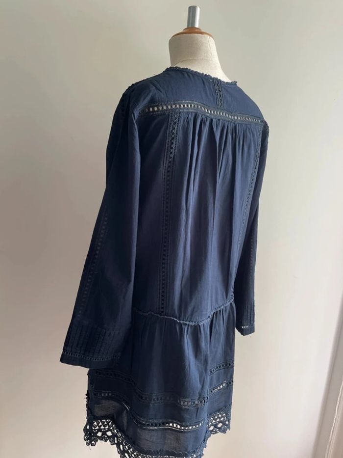Robe bleu marine Bérénice à broderies et dentelle – Taille 38 - photo numéro 2