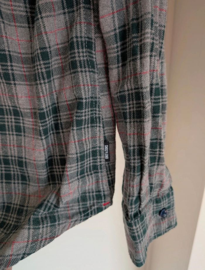 Only & Sons chemise à carreaux gris/vert - Slim - Taille M - photo numéro 2
