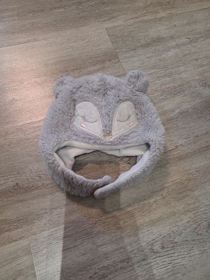 Bonnet cagoule gris chaud en polaire