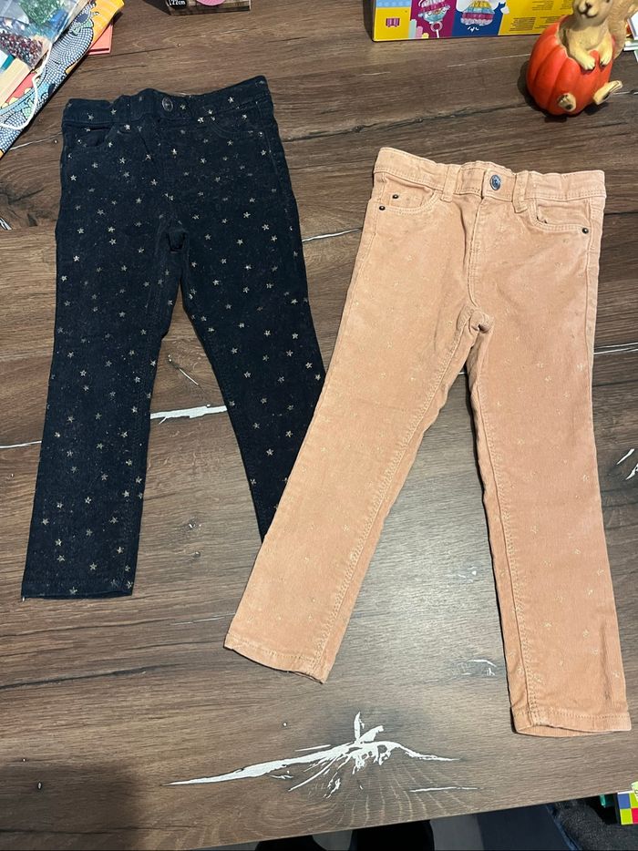 Lot 2 pantalons velours étoilé