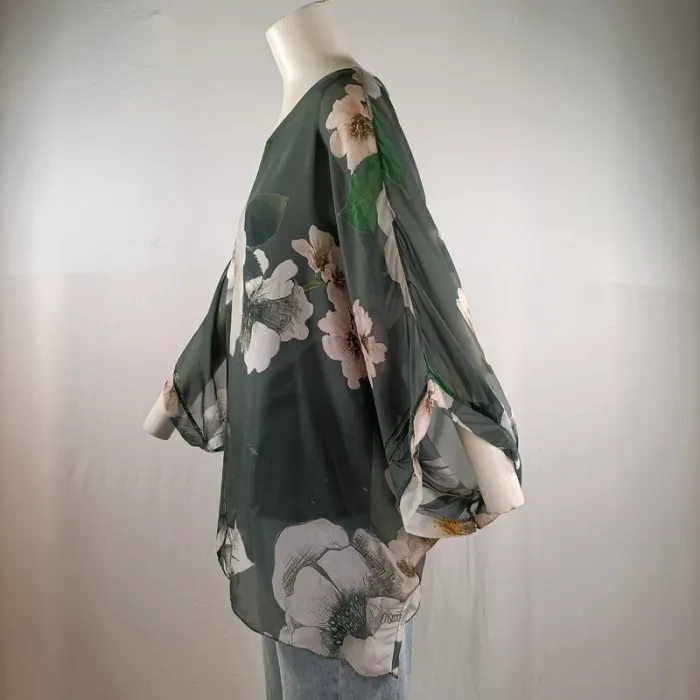Blouse ample voile fleuri et jersey - Renatto Bene - taille M estimée A1294 - photo numéro 4