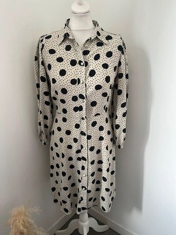 Robe écrue à pois noirs MNG S