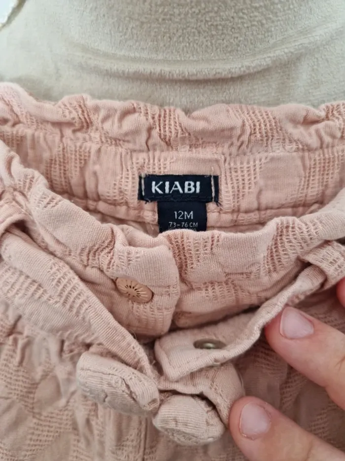 Pantalon petit nœuds rose bébé fille kiabi 12 mois - photo numéro 2