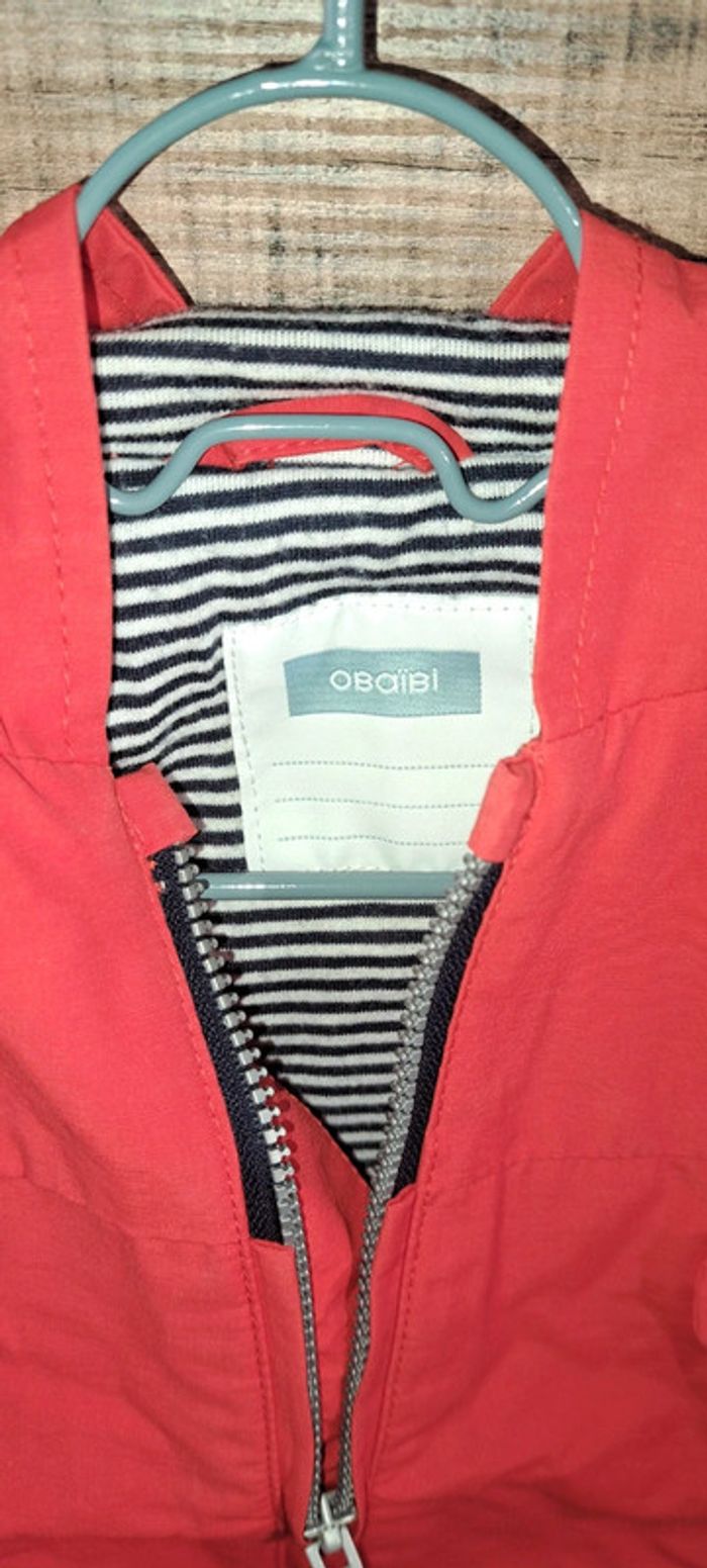 Parka rouge à capuche Obaïbi 6 mois - photo numéro 4