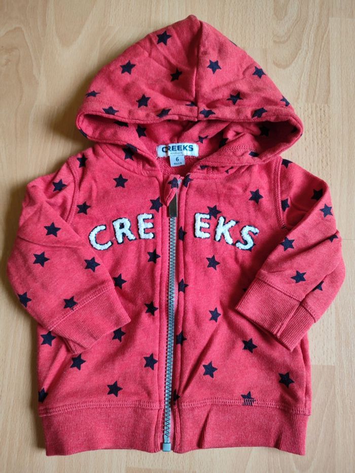 Sweat zippé à capuche rouge Neuf CREEKS en 6 M