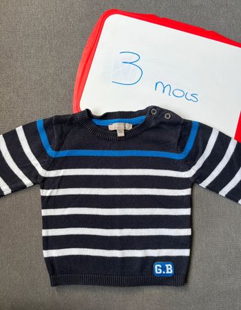 Pull fin grain de blé taille 3 mois