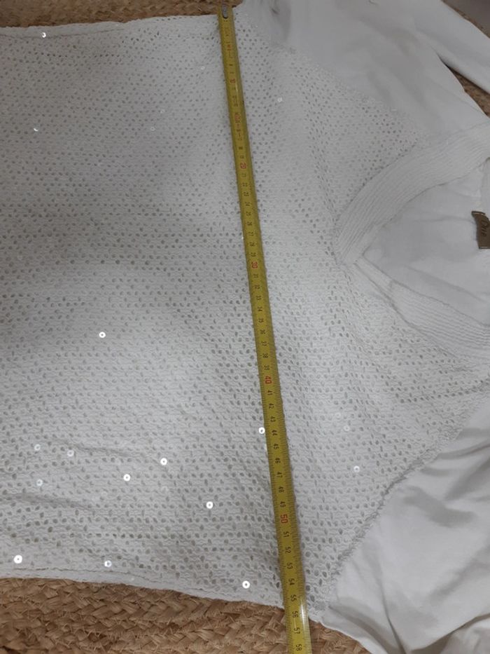 Pull blanc avec sequins One - photo numéro 9