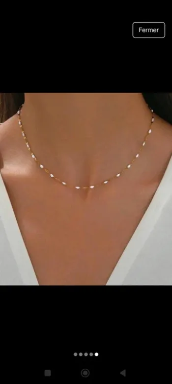 Collier dorée et blanc acier inoxydable