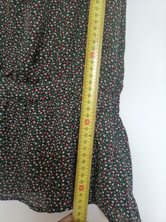 Blouse noire à petites fleurs vintage transparent - photo numéro 3