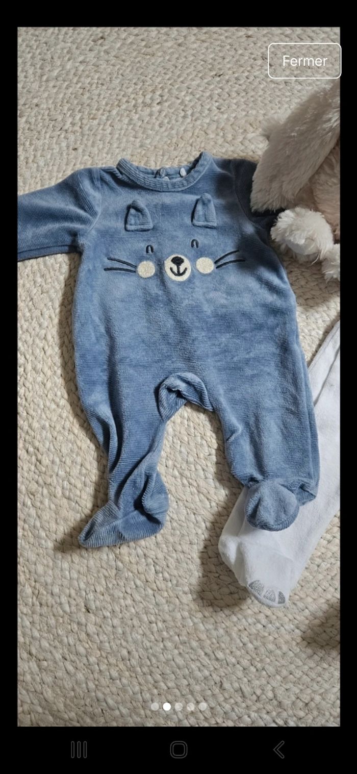 Lot de 2 pyjamas velours 1 mois - photo numéro 2