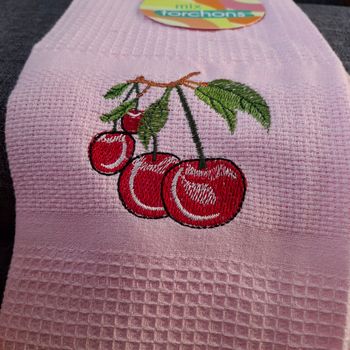 Torchon Neuf Rose Logo Cerise